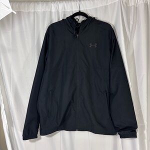 Under Armour Black Lightweight Windbreaker Jacket Sporty Design Size Large